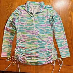 IBKUL Multicolor Half-Zip Top Size Small